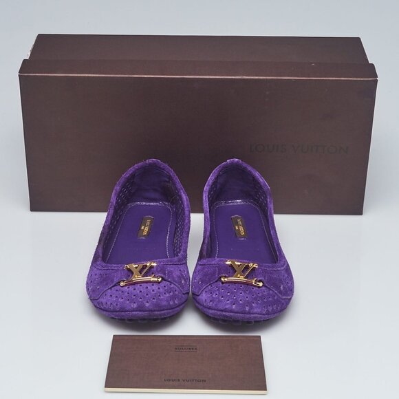 Louis Vuitton Violet Perforated Suede Oxford Ballet Flats Size 4.5/35 - Picture 5 of 5